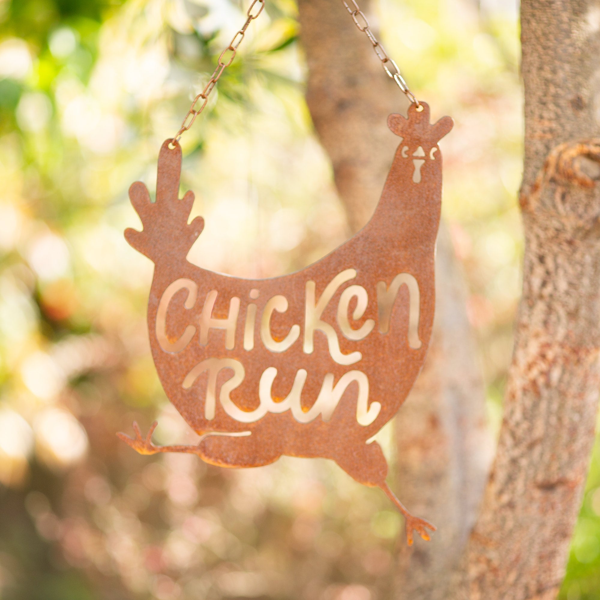 outdoor wall art rusty chicken signs quirky and funny Gravelly